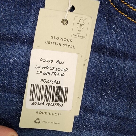Boden Jeans Womens 22 Dark Wash Stretch High Rise Wide Leg Crop *NWT* - Picture 3 of 16